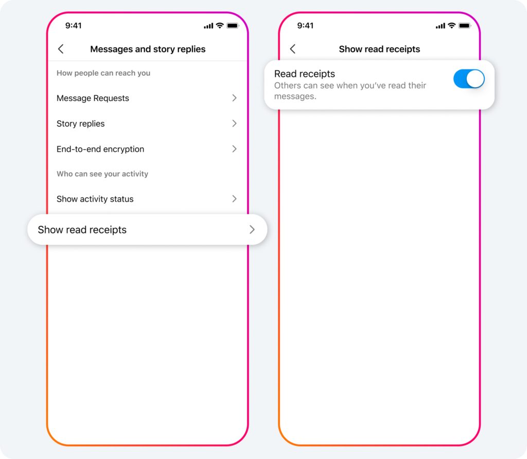 Instagram - Toggle Read Receipts in DMs